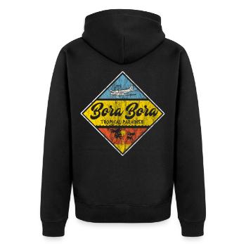 Bora Bora Paradies - Unisex Premium Bio Zip Hoodie - Schwarz - Hinten - Nico (187cm)