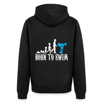 Schwimmer Evolution Geburt Baby Kind Geschenk - Unisex Premium Bio Zip Hoodie - Schwarz - Hinten - Nico (187cm)