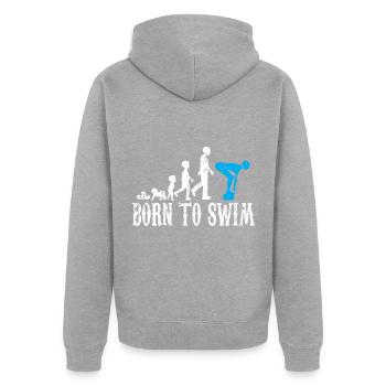 Schwimmen - Unisex Premium Bio Zip Hoodie - Grau meliert - Hinten - Nico (187cm)