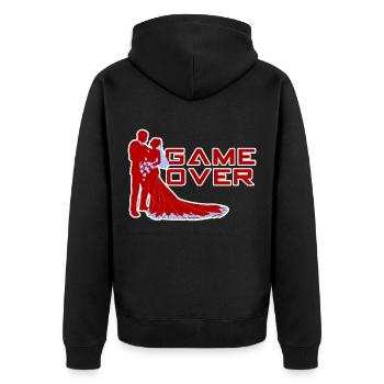 game over - Unisex Premium Bio Zip Hoodie - Schwarz - Hinten - Nico (187cm)
