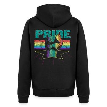 LGBT Retro Vintage Geschenk - Unisex Premium Bio Zip Hoodie - Schwarz - Hinten - Nico (187cm)