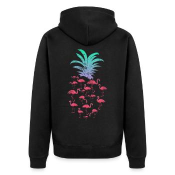 Flamingo Ananas - Unisex Premium Organic Zip Hoodie - black - Back - Nico (187cm)