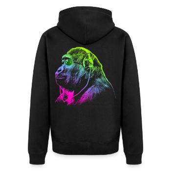 Le singe avec des écouteurs & des lunettes de soleil écoute de la musique - Veste à capuche bio Premium Unisexe - noir - Dos - Nico (187cm)