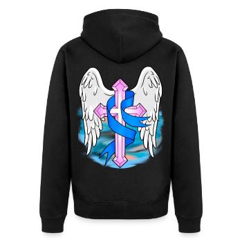Kreuz Kreuze Symbole Kirche Gott Jesus Religion - Unisex Premium Bio Zip Hoodie - Schwarz - Hinten - Nico (187cm)