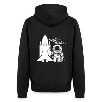 Astronaut Rocket Space Galaxy Gift - Unisex Premium Organic Zip Hoodie - black - Back - Nico (187cm)