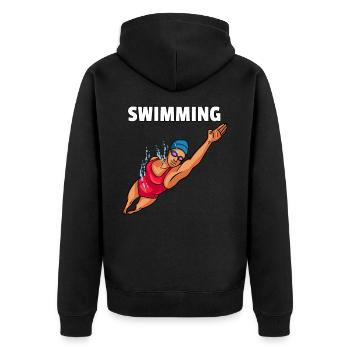 Schwimmen Schwimmer Wassersport Lustiges Geschenk - Unisex Premium Bio Zip Hoodie - Schwarz - Hinten - Nico (187cm)