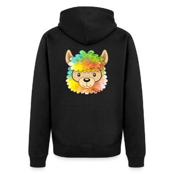 Alpaka - Unisex Premium Bio Zip Hoodie - Schwarz - Hinten - Nico (187cm)