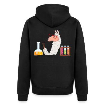 Alpaka Lehrer - Unisex Premium Bio Zip Hoodie - Schwarz - Hinten - Nico (187cm)