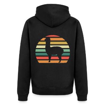 Alpaka - Unisex Premium Bio Zip Hoodie - Schwarz - Hinten - Nico (187cm)
