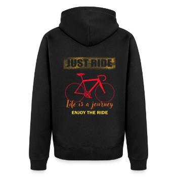 Fahrrad Mountain Bike Drahtesel Sport Geschenk - Unisex Premium Bio Zip Hoodie - Schwarz - Hinten - Nico (187cm)
