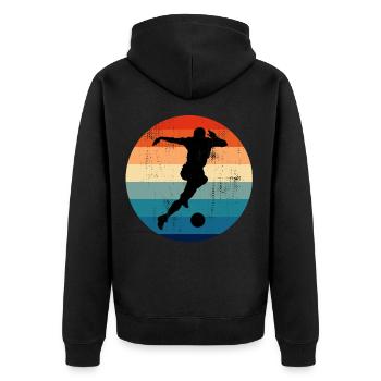 Soccer Player Soccer Striker Penalty - Unisex Premium Organic Zip Hoodie - black - Back - Nico (187cm)