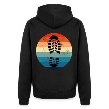 Randonnée Randonnée Chaussure Retro Hiker Shoe Print - Veste à capuche bio Premium Unisexe - noir - Dos - Nico (187cm)