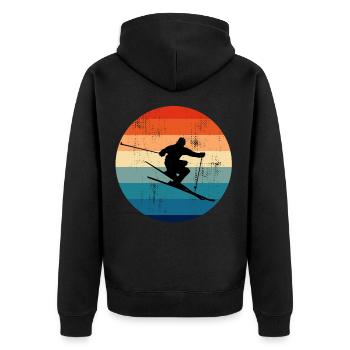 Ski Freestyle Freeride Slopestyle Wintersport - Unisex Premium Bio Zip Hoodie - Schwarz - Hinten - Nico (187cm)