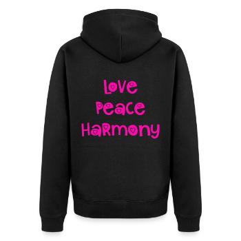 Love Peace Harmony - rose - Veste à capuche bio Premium Unisexe - noir - Dos - Nico (187cm)