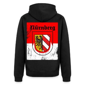 Nürnberg Fürth Erlangen die Frankenmetropole - Unisex Premium Bio Zip Hoodie - Schwarz - Hinten - Nico (187cm)