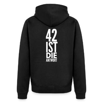 42 IS THE ANSWER - Unisex Premium Organic Zip Hoodie - black - Back - Nico (187cm)