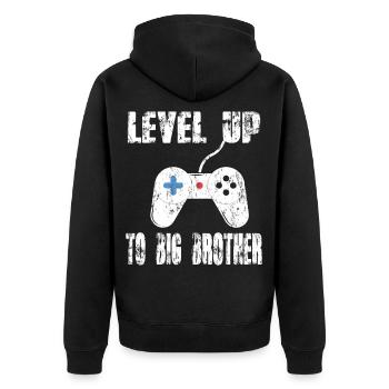 Bruder Level Up - Unisex Premium Bio Zip Hoodie - Schwarz - Hinten - Nico (187cm)