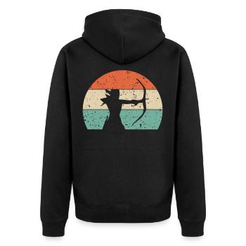 Bogenschießen Retro Vintage - Unisex Premium Bio Zip Hoodie - Schwarz - Hinten - Nico (187cm)