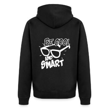 Be Cool And Smart No.8 - Unisex Premium Organic Zip Hoodie - black - Back - Nico (187cm)