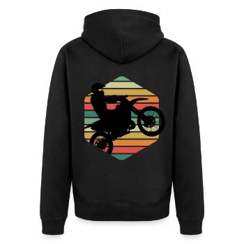 Retro Old School Motorrad Geschenk T-Shirt - Unisex Premium Bio Zip Hoodie - Schwarz - Hinten - Nico (187cm)