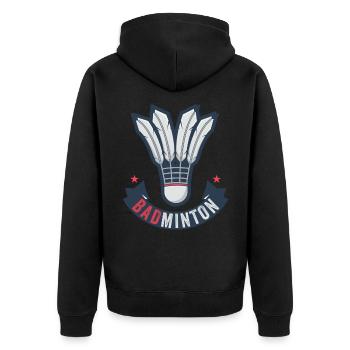 Badminton - Unisex Premium Bio Zip Hoodie - Schwarz - Hinten - Nico (187cm)