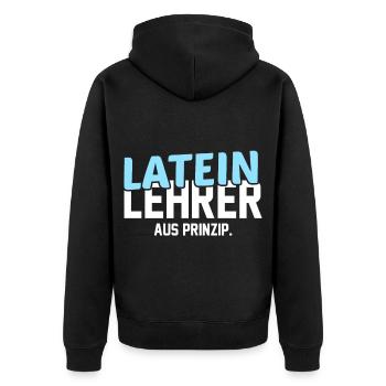 Latein Lehrer Lateinlehrer Geschenkidee - Unisex Premium Bio Zip Hoodie - Schwarz - Hinten - Nico (187cm)
