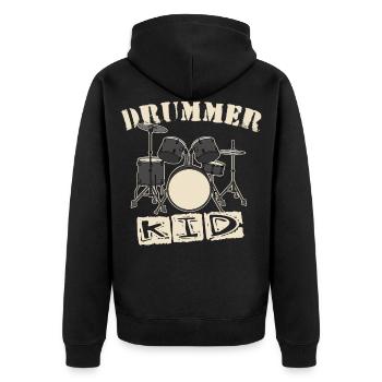 Drummer Kid - Unisex Premium Bio Zip Hoodie - Schwarz - Hinten - Nico (187cm)