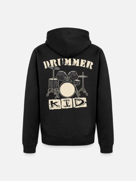 Drummer Kid - Unisex Premium Organic Zip Hoodie - black