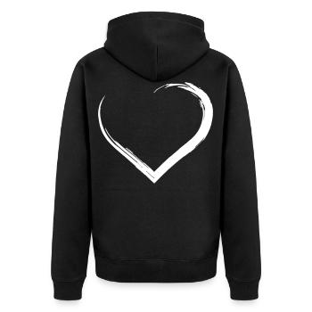 Heart - symbol - emblem - Unisex Premium Organic Zip Hoodie - black - Back - Nico (187cm)