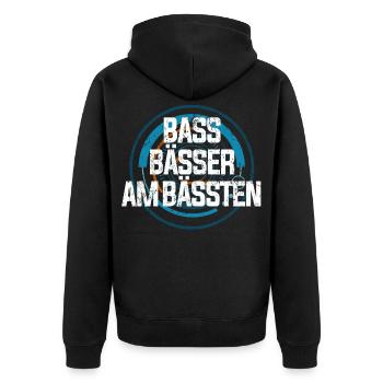 Musikinstrument Bass - Unisex Premium Bio Zip Hoodie - Schwarz - Hinten - Nico (187cm)