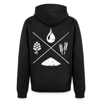 Bier Hopfen Geschenk - Unisex Premium Bio Zip Hoodie - Schwarz - Hinten - Nico (187cm)