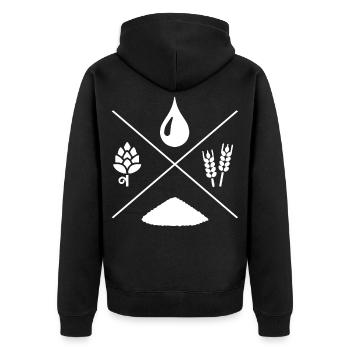 Bier Trinken Alkohol Hopfen Brauerei Geschenk - Unisex Premium Bio Zip Hoodie - Schwarz - Hinten - Nico (187cm)
