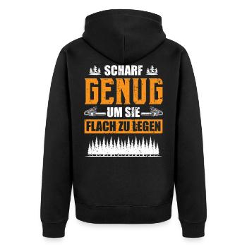 Holzfäller Waldarbeiter Holz Förster Forstwirt - Unisex Premium Bio Zip Hoodie - Schwarz - Hinten - Nico (187cm)