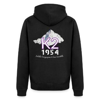 K2 - Unisex Premium Organic Zip Hoodie - black - Back - Nico (187cm)