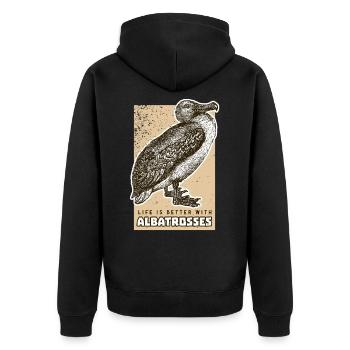 Albatros - Unisex Premium Bio Zip Hoodie - Schwarz - Hinten - Nico (187cm)