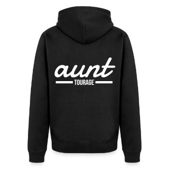 Aunt Tourage - Unisex Premium Bio Zip Hoodie - Schwarz - Hinten - Nico (187cm)