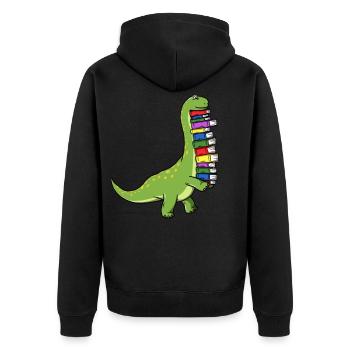 Dinosaur Dino livre lecture livres Bookworm - Veste à capuche bio Premium Unisexe - noir - Dos - Nico (187cm)