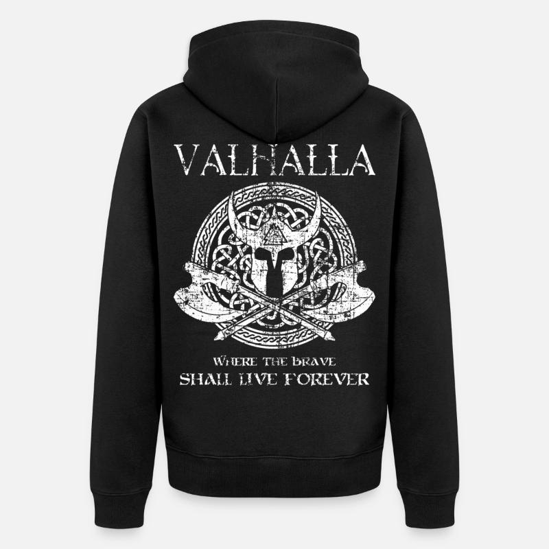 Valhalla Valknut Wikinger Germanen - Unisex Premium Bio Zip Hoodie - Schwarz