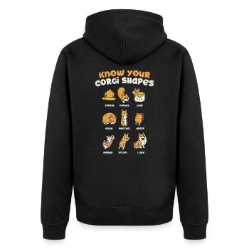 Corgi - Unisex Premium Bio Zip Hoodie - Schwarz - Hinten - Nico (187cm)