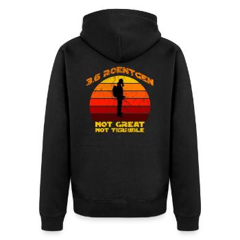 3.6. Roentgen Not Great Not Terrible 3.6 Röntgen - Unisex Premium Bio Zip Hoodie - Schwarz - Hinten - Nico (187cm)