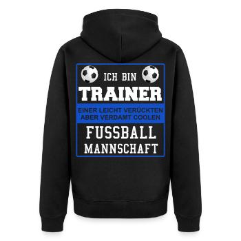Fussball Fussball Coach Trainer - Unisex Premium Bio Zip Hoodie - Schwarz - Hinten - Nico (187cm)