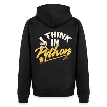 Python Programmierer - Unisex Premium Organic Zip Hoodie - black - Back - Nico (187cm)