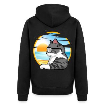 relax cat katze urlaub holiday shirt geschenk - Unisex Premium Bio Zip Hoodie - Schwarz - Hinten - Nico (187cm)