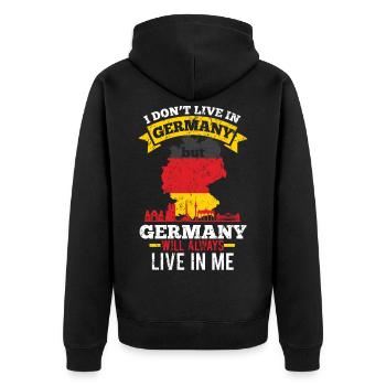 Deutschland - Unisex Premium Bio Zip Hoodie - Schwarz - Hinten - Nico (187cm)