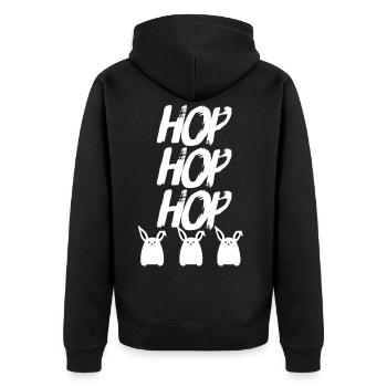 Hop Hop Hop Bunny Rabbit Gift - Unisex Premium Organic Zip Hoodie - black - Back - Nico (187cm)