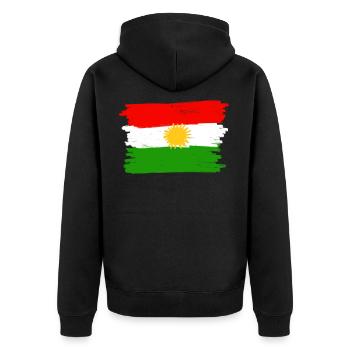 Kurdistan Flagge - Unisex Premium Bio Zip Hoodie - Schwarz - Hinten - Nico (187cm)