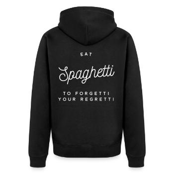 eat spaghetti to forget your regretti - Unisex Premium Organic Zip Hoodie - black - Back - Nico (187cm)