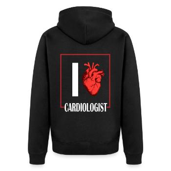 Arzt Doktor Medizin Chirurg Mediziner Geschenk - Unisex Premium Bio Zip Hoodie - Schwarz - Hinten - Nico (187cm)