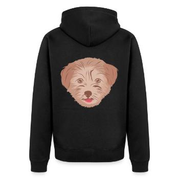 Havanese Havaneser Havanesen - Unisex Premium Bio Zip Hoodie - Schwarz - Hinten - Nico (187cm)