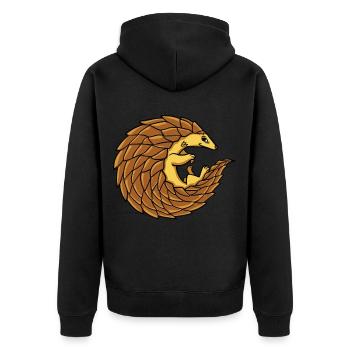 Pangolin Schuppentier Retten Selten Tier Geschenk - Unisex Premium Bio Zip Hoodie - Schwarz - Hinten - Nico (187cm)